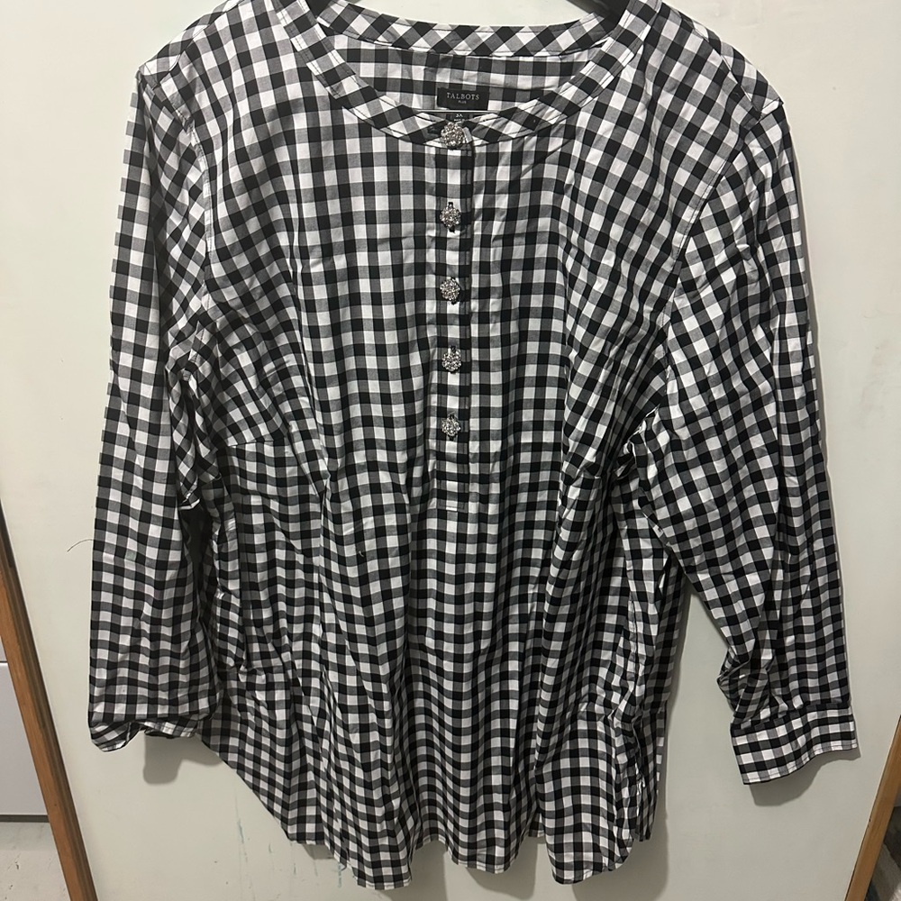 Plaid Black and White Women's Tunic Top